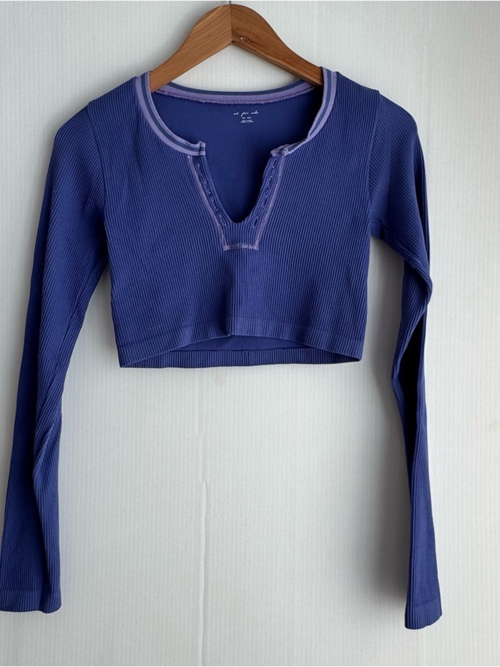 Urban Outfitters Purple Ribbed Long-Sleeve Cropped Top